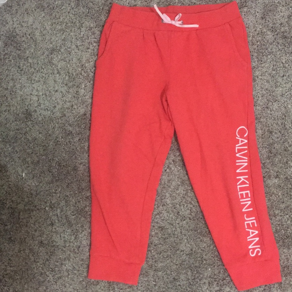 Red Calvin Klein sweats